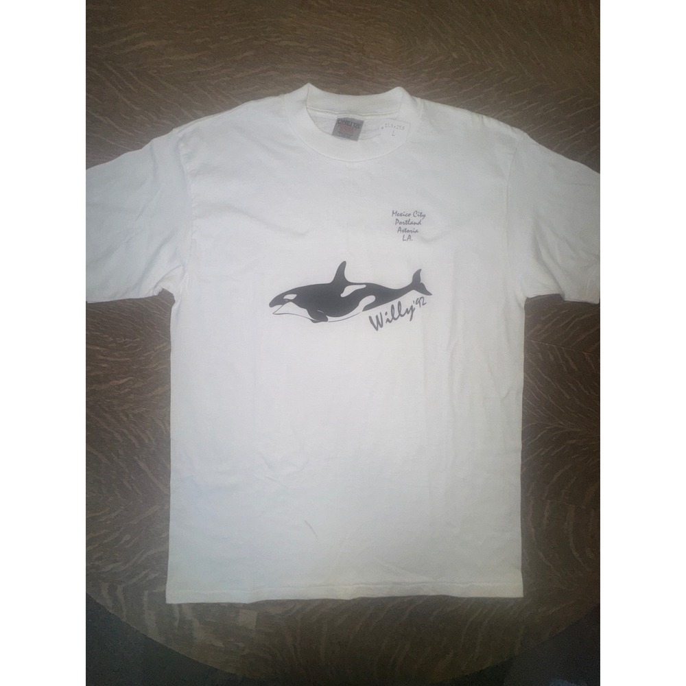 Vintage 1992 Free Willy Movie Crew T-Shirt Oneita Single Stitch L Orca Keiko
